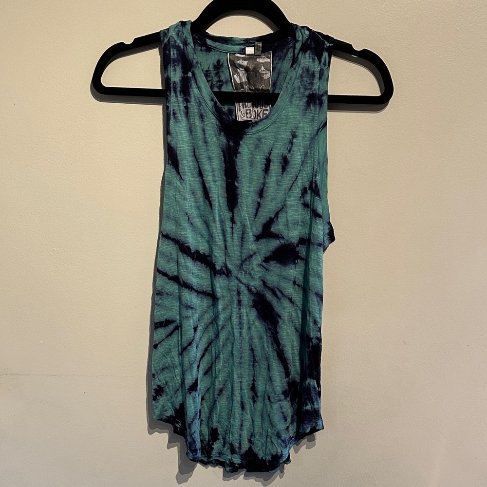 Young Fabulous & Broke Spiral Tie-Dye Tank - Aqua and Midnight